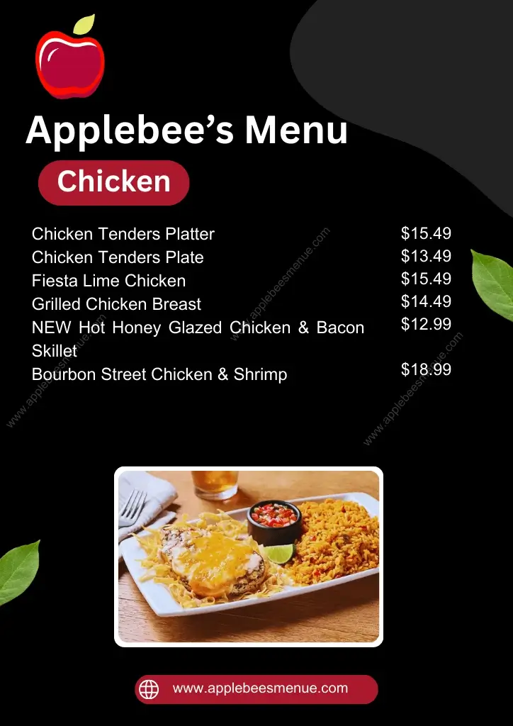 Applebees menu with Prices Chicken